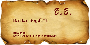 Balta Bogát névjegykártya